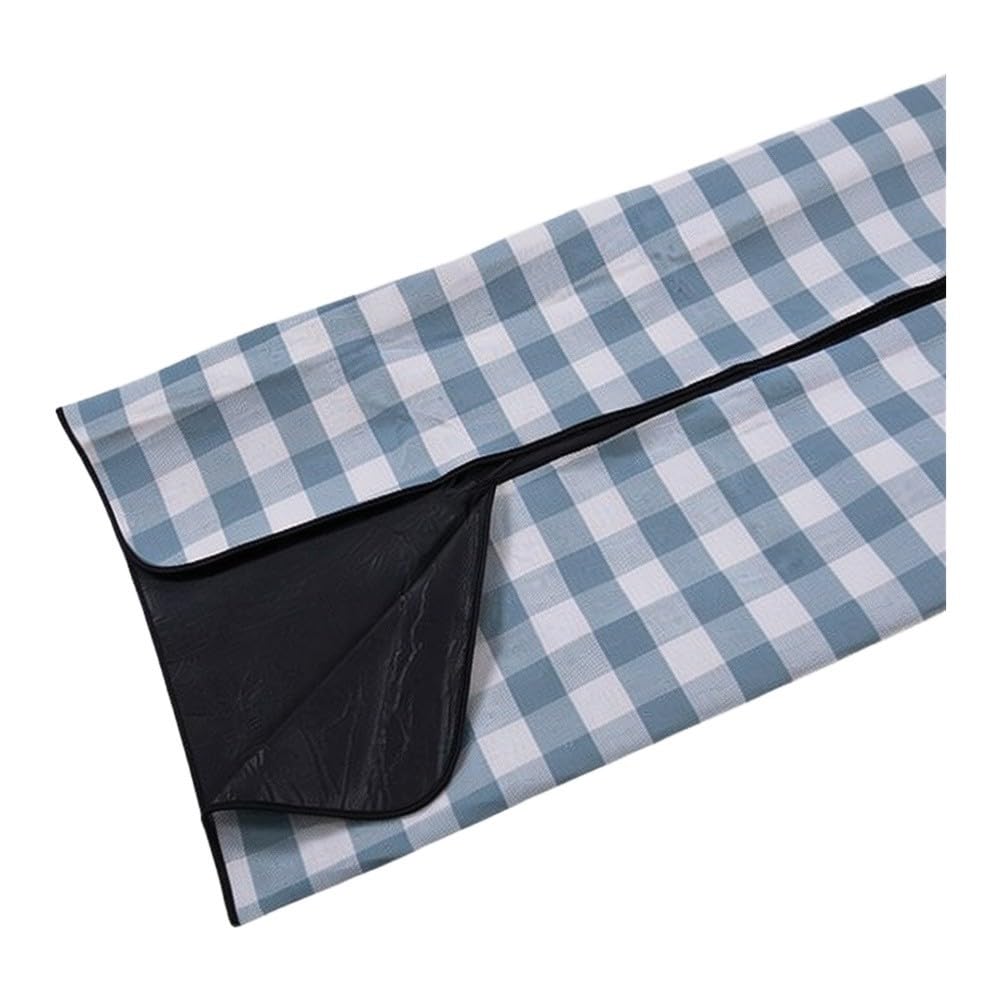 Grande couverture de pique-nique imperméable 200 x 150 cm, tapis d'extérieur pliable et résistant au sable pour plage, parc (carreaux bleu clair/2 x 2 m)