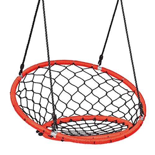 GIANTEX Korbschaukel mit Rückenlehne Hängeschaukel Nestschaukel für Kinder & Erwachsene Gartenschaukel höhenverstellbar Hängesessel bis 100 kg belastbar Hängesitz für Indoor & Outdoor (Orange)