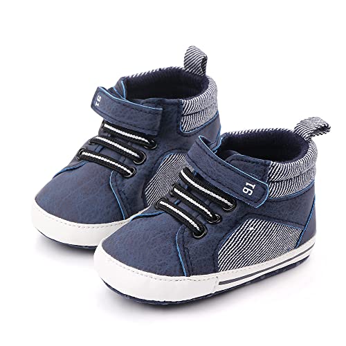Unisex Baby Boys Soft Sole High Top Ankle Sneakers, Sport Newborn Infant First Walkers Shoes