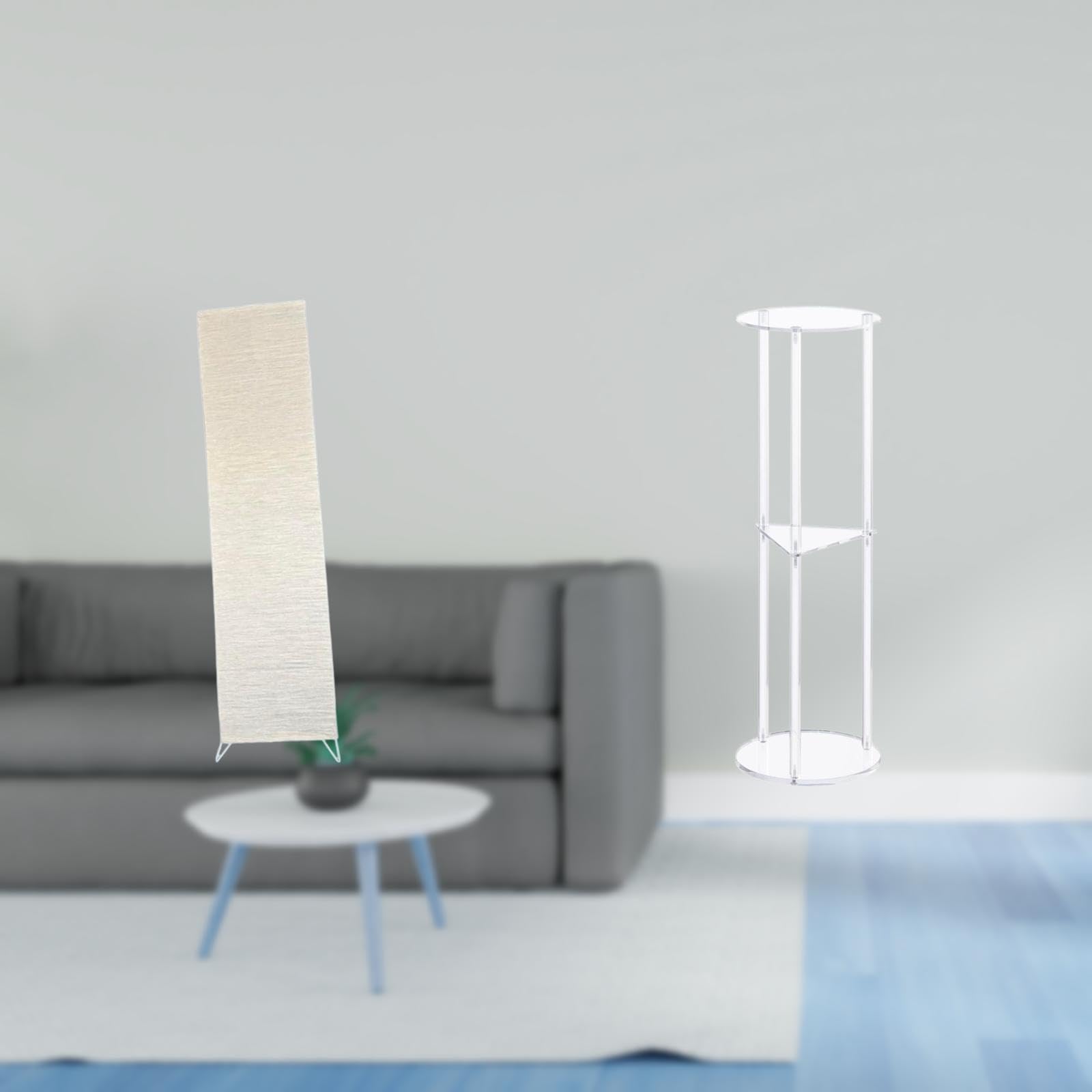 Enakshi®Living Room Paper Floor Lamp Shade with Clear Acrylic Side Table for Small Space Décorand Easy Assembly Standing Lamp Light Cover|Home & Garden|Lamps, Lighting & Ceiling Fans|Lamp Shades-image-44