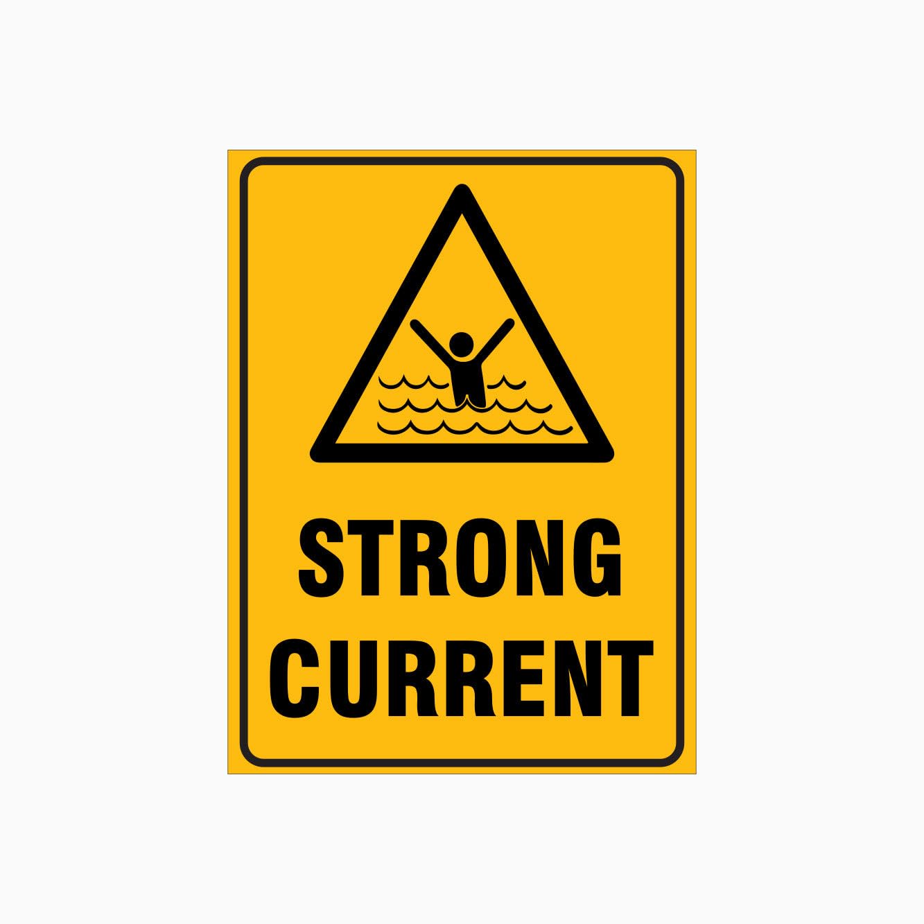 Strong Current Warning Sign L9472, 12x8 Inch Metal Tin Sign, Water Area Hazard Safety Sign
