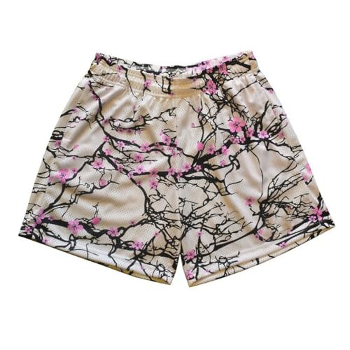 Summer Casual Lounge Bottoms Emo 2000s Floral Graphic Quick Dry Beach Shorts Y2k Grunge Mesh Shorts Men Women4