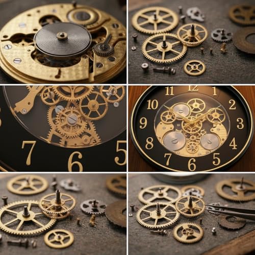 Image of STAR WORK Vintage Gear Wall Clock Industrial Rustic Farmhouse Classic Style Mechanical Charm Perfect for Living Room Bedroom Office or Entryway Decor (Black -20 INCH)
