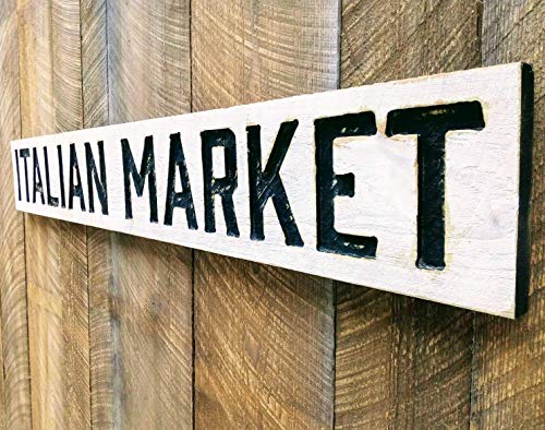 ITALIAN MARKET Sign Horizontal 55"x8"- Carved in Wood Lumber