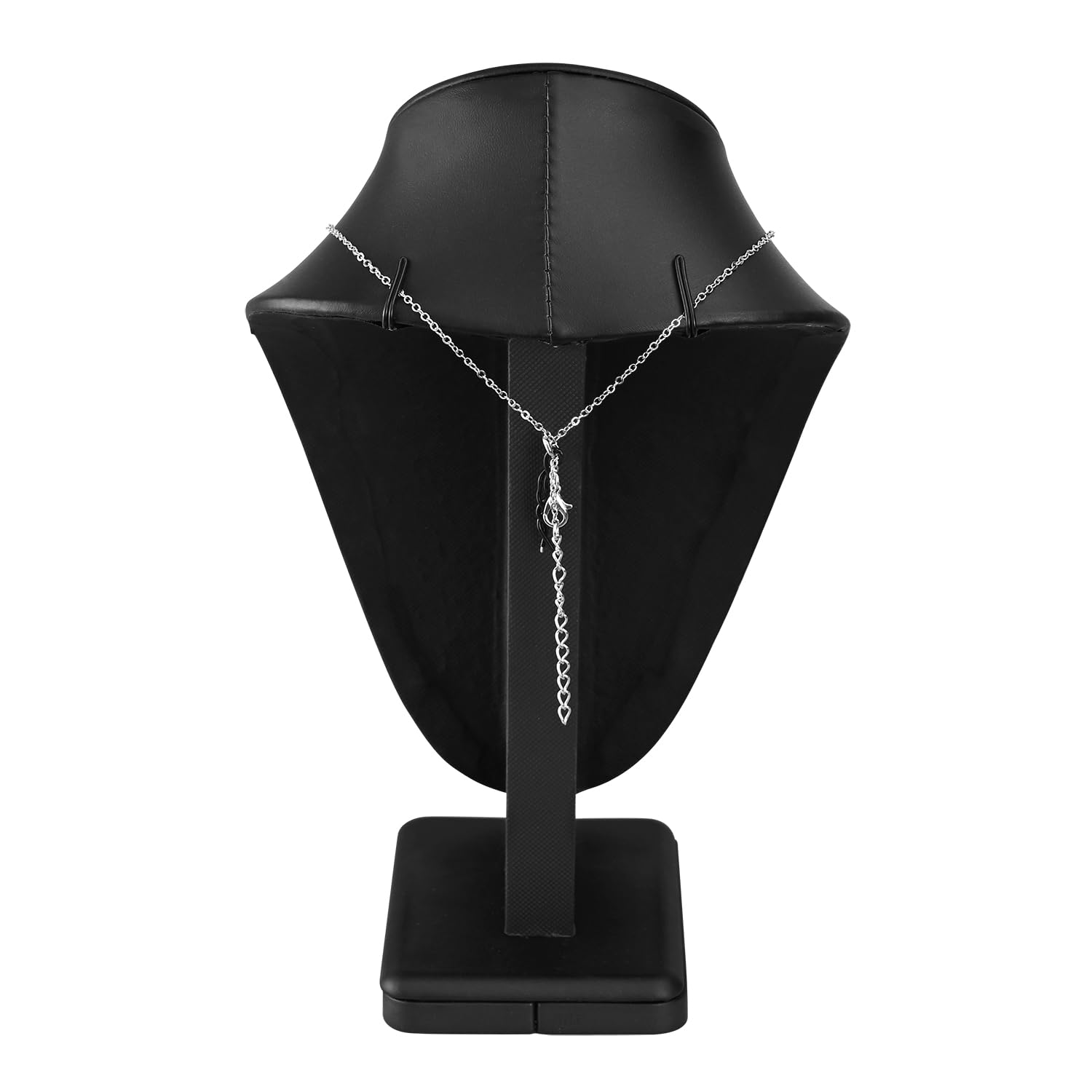 MOOCA 2 Pack Faux Leather Necklace Display Stand - 10.5 Inch Jewelry Bust Holder, Black - View #4