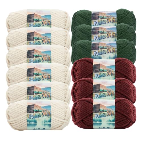 Image of Lion Brand Yarn, Hometown Super Bulky Yarn Modern Christmas Pack, 12 Skeins