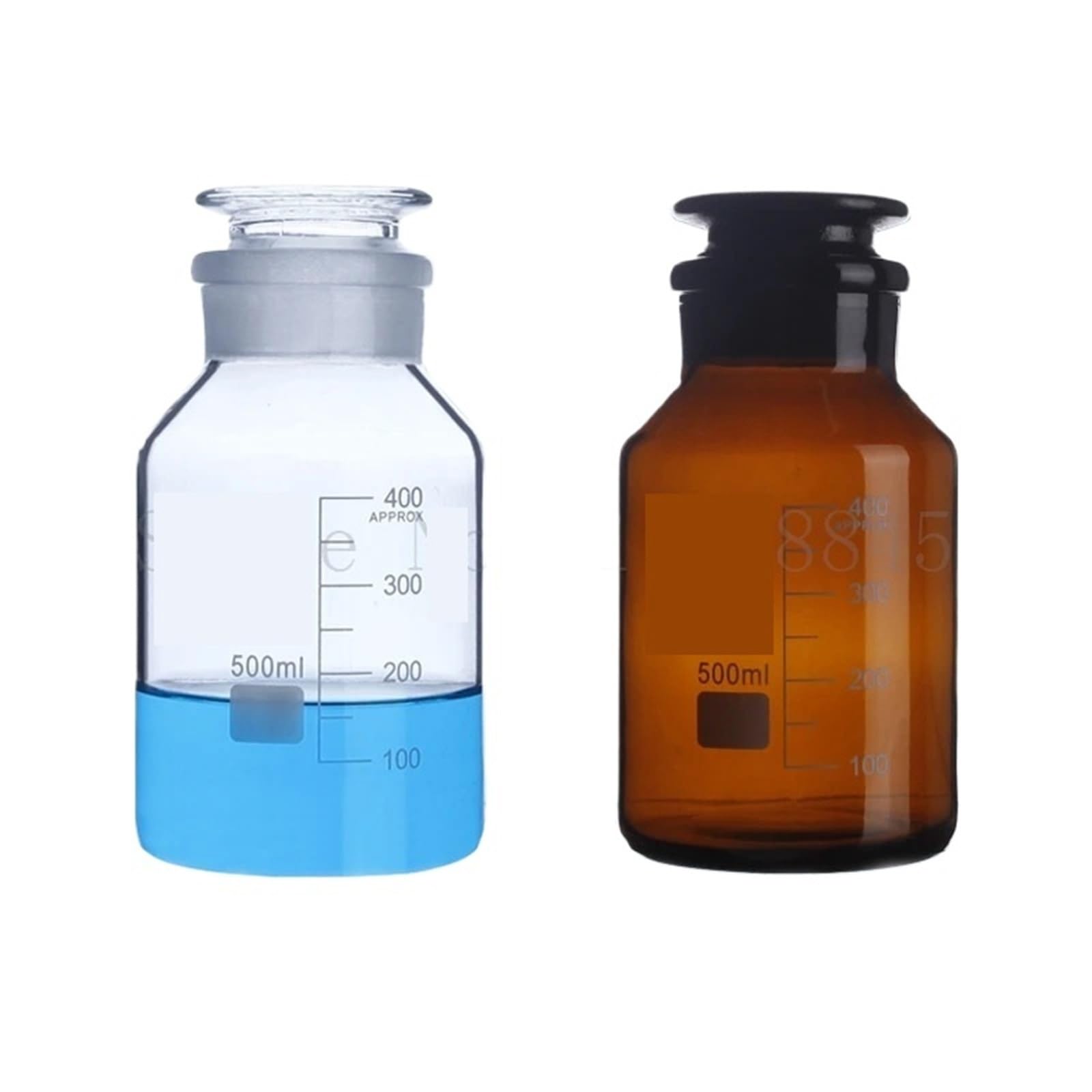 Szklana butelka laboratoryjna na odczynniki, Szklana butelka na odczynniki z szeroką szyjką i szlifowanym korkiem, brązowa, przezroczysta, 60-1000 ml(125mL 4pcs)