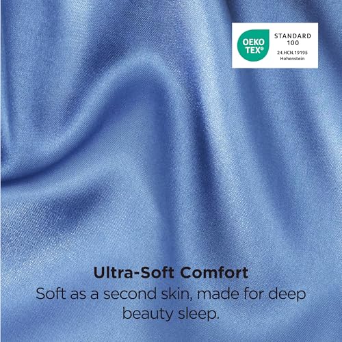 Image of Bedsure King Size Satin Pillowcase Set of 2 - Sky Blue Silky Pillow Cases for Hair and Skin with Envelope Closure, Similar to Silk Pillow Cases, Gifts for Women Men, 20x36 Inches, 2pcs
