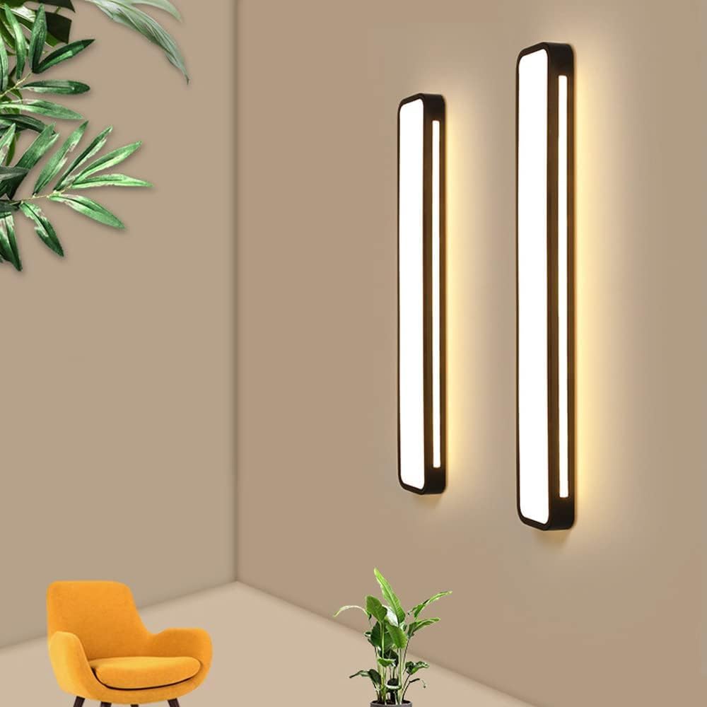 Plafonnier LED, Lustre, Cuisine Moderne linéaire en métal Noir, Applique Murale encastrée, Style Nordique Blanc, Barre Longue pour Salle de Bain, Couloir ou entrée