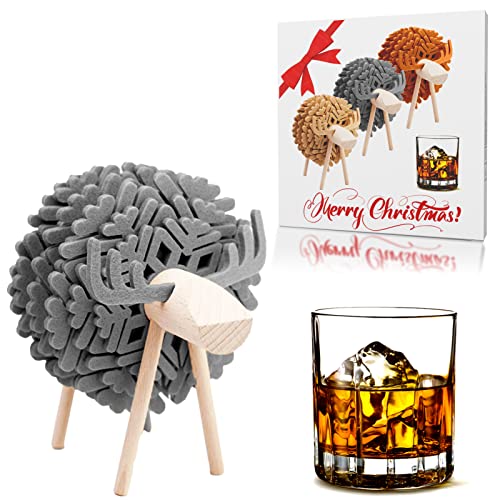 Untersetzer Gläser, 12 Stück Elch Glasuntersetzer Filz, Schneeflocken Glasuntersetzer für Tisch Deko Weihnachten Winter Küche Getränke Tassen Glas Cover
