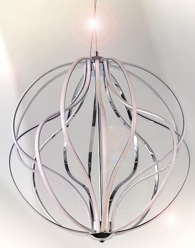 Miniatura 7 de ET2 E21174-PC Aura - Moderna iluminación de techo colgante LED de acrílico con ondas desplazadas, 14 luces de 60 vatios, 18 pulgadas de alto x 17