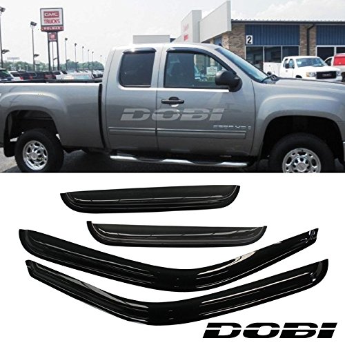 4pcs Window Visors Sun Rain Guard Out-Channel Style for 99-06 Silverado Sierra 07 Classic Extended Cab Smoke Side Wind Deflectors Visor