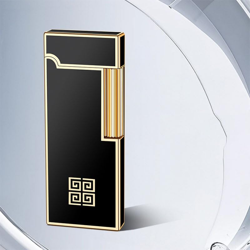 Encendedor metálico ultradelgado de butano negro miniatura 1