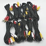 LOT OF 10 NEW 6 Ft RCA AUDIO/VIDEO COMPOSITE CABLES DVD/VCR/SAT YELLOW RED & WHITE CONNECTORS
