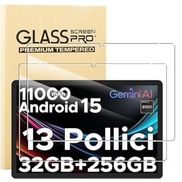 KUSINHOKA Vetro Temperato per Doogee Tab E3 Pro (13 Pollici), [2 Pezzi] Durezza 9H Pellicola Protettiva, [Anti-Graffio], [Senza Bolle], HD Trasparente Protezione Schermo Protector Film