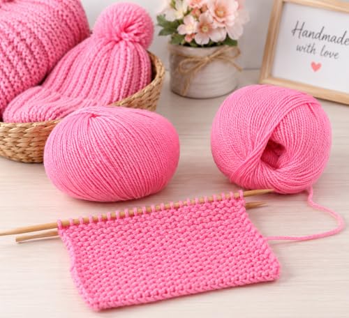 Image of Pink Knitting Yarn Oon Set of 2 Soft Acrylic Crochet Yarn Balls for Knitting, Crochet, DIY Craft Projects, Sweaters, Scarves, Baby Clothing, Handmade Art & Craft Supplies