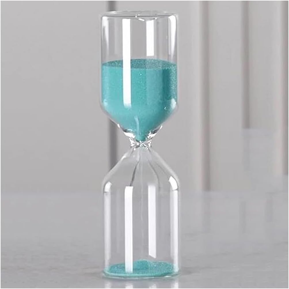 Transparent Glass Hourglass Home Desktop Crafts, 5/15/30 Minutes Cylindrical Sand Timer Office Desk Decor Sand Clock, for Birthday Gift Kids Games(Size:30Min,Color:Blue)