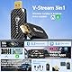 MSXTTLY 3-in-1 Wireless CarPlay Android Auto V-Stream Adapter 2025, unterstützt Netflix/YouTube, kompatibel mit kabelgebundenen CarPlay-Autos 2017+, für iOS 10+ & Android 11+ Schwarz