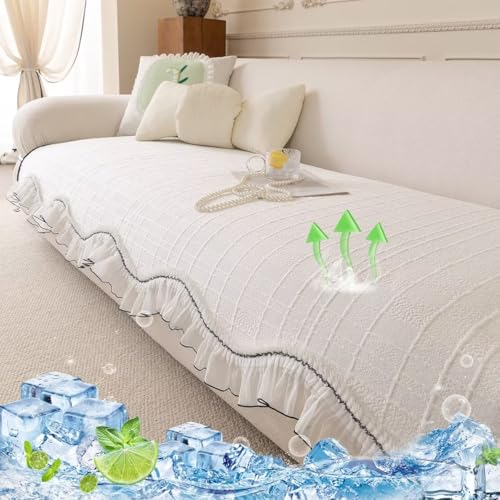 YKFN 冷感ソファカバー 夏用 ソファーカバー 肘なし 肘付き 2人掛け ソファーパッド 冷感 ひんやり マルチカバー かけるだけ 二人掛け 涼しい 犬猫対策 ソファーシート 長座布団 ソファーマット さらさら 無地 シンプル 北欧 滑り止め ベッドカバ