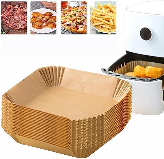 WISHOME Air Fryer Disposable Square Paper Liner Disposable air Fryer Paper Liners, Water-Proof, Oil-Proof, Food Grade Parchment for Baking Roasting Microwave 20CMS (50 Pieces) - RA066 (B0CVRLH91H) Amazon Price History, Amazon Price Tracker