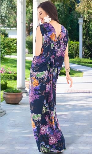 Image of KOH KOH Womens Long V-Neck Grecian Goddess Wedding Guest Maxi Dress Gown