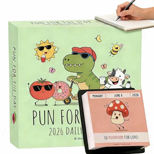 Kicttule Pun Calendar 2026, Daily Tear Off Desk Calendar with Motivational Puns, Funny Positive Quotes for Home Office Desk Decor Planner