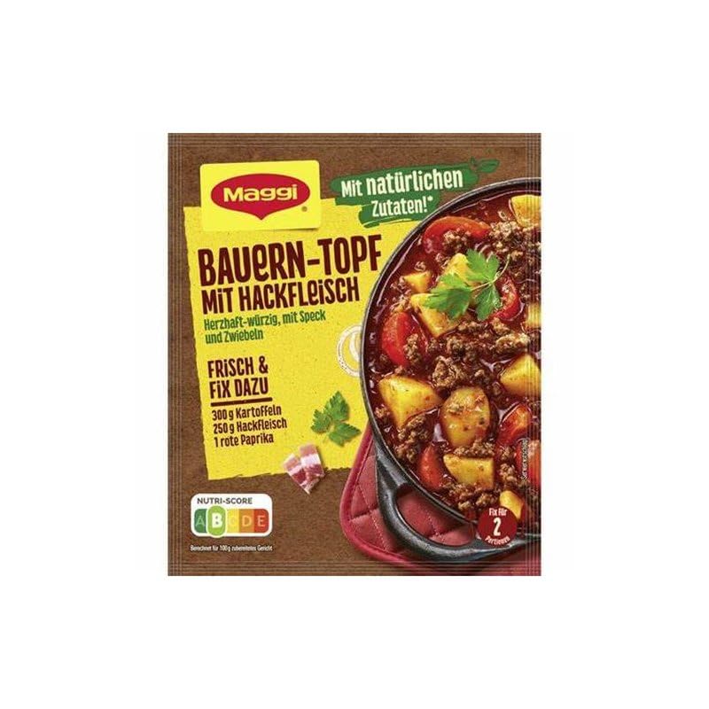 MAGGI Fix für Bauern-Topf mit Hackfleisch, Würzmischung, mit natürlichen Zutaten*, für 2 Portionen, 10er Pack (1 x 39g)