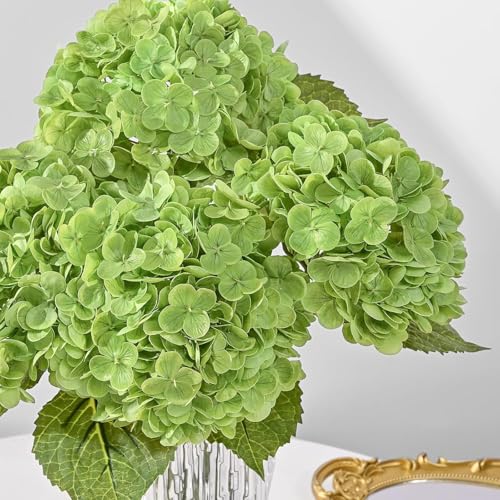 Image of CURATED CART Hydrangea Artificial Flowers with Stem, 1 Stick for Home Decor, Party, Living, Office Table, Realistic Look, Fake Flowers, 12 Inch, Green