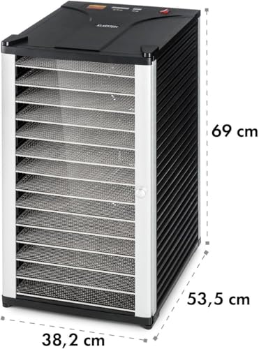 Klarstein Fruit Jerky 14 - Dörrgerät, Obst-/Fleisch- und Früchte-Trockner mit 1,8 m² Trockenfläche und 14 Etagen, 1000 Watt Leistung, stufenlos bis 70 °C einstellbar, Timer, stabiles Gehäuse, schwarz – Bild 8
