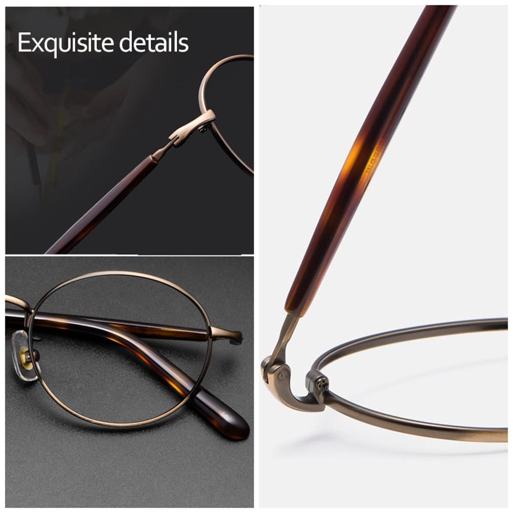 TBHOME Metallrunde Lesebrille, Anti -Eatestrain -Blau -Licht -Blockiercomputerleser, Bequeme Passform/Bronze/2.25 *