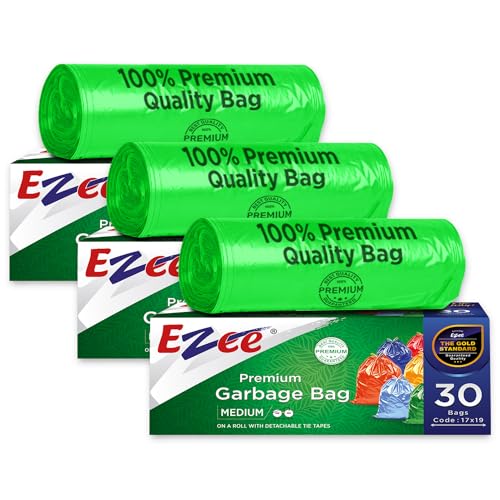 Ezee Premium Eco Friendly Garbage Trash Bag For Dustbin | 90 Pcs | Medium 19 X 21 Inch | 30 Pcs X Pack Of 3 - Compostable, 90 Count (B08PSHZWXS) Amazon Price History, Amazon Price Tracker