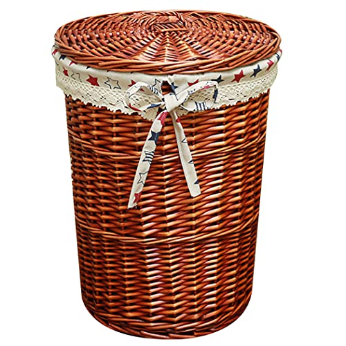 Lnrueg Laundry Hamper Handwoven Willow Rattan Tall Big Large Capacity Sturdy Laundry Basket with Liner & Lid Dirty Lnrueg Laundry Hamper Handwoven Willow Rattan Tall Big Large Capacity Sturdy Laundry Basket with Liner & Lid Dirty