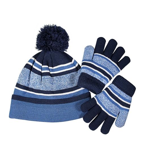 Toddler Kids Winter Hat Gloves Scarfs Set Stretchy Fingers Gloves for Boys Girls Warm Knit Set