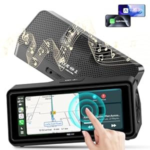 Portable Apple Carplay Screen for Car, Touch Screen with Wireless Android Auto, Car Audio Receivers with Voice Control, Mirror Link, Music Play, GPS Navigation, Built-in Customized Speakers (Black)