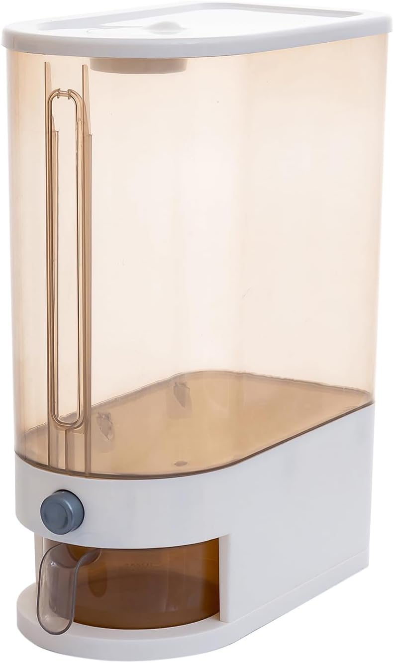 Gagee 22 Lbs Rice Dispenser, Large Grain Container Storage with Lid Measuring Cylinder Moisture Proof Household Cereal Dispenser Bucket for Kitchen Soybean Corn,Clear 22 Clear