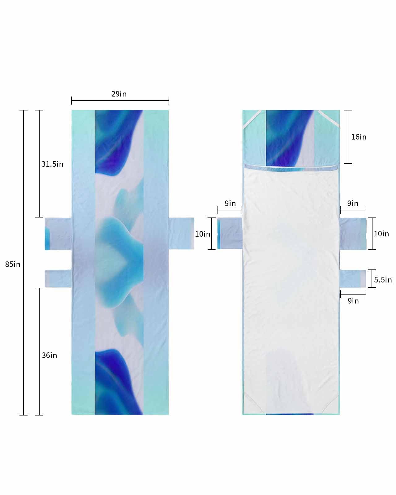 Gradient Abstract Beach Pool Patio Lounge Chaise Chair Cover Towel with Pockets,Absorbent & Quick Dry Microfiber Towel Cover Bag Summer Travel Accessories for Sunbathing 3D Geometric Lines Blue