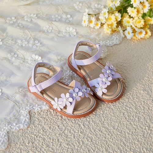Image of Otter MOMO Girls Open Toe Princess Flat Sandals with Comfort Sole Summer Sandals