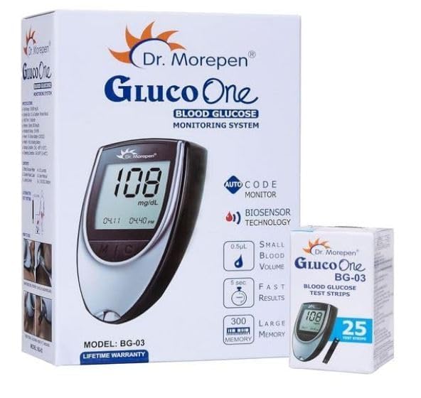 Dr. Morepen GlucoOne Blood Glucose Monitor Model BG-03 with 25 Strips, Black-picture-15