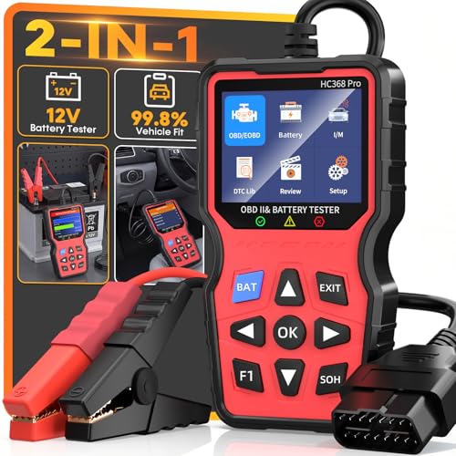 Yakry OBD2 Scanner with Battery Tester: 2-in-1 Design 1S Read & Clear Check Engine Codes for Auto Diagnostic - Fit 99.8% Vehicle Test Charging System & 12V Battery for 1996+ Cars 3 Min Quick Setup