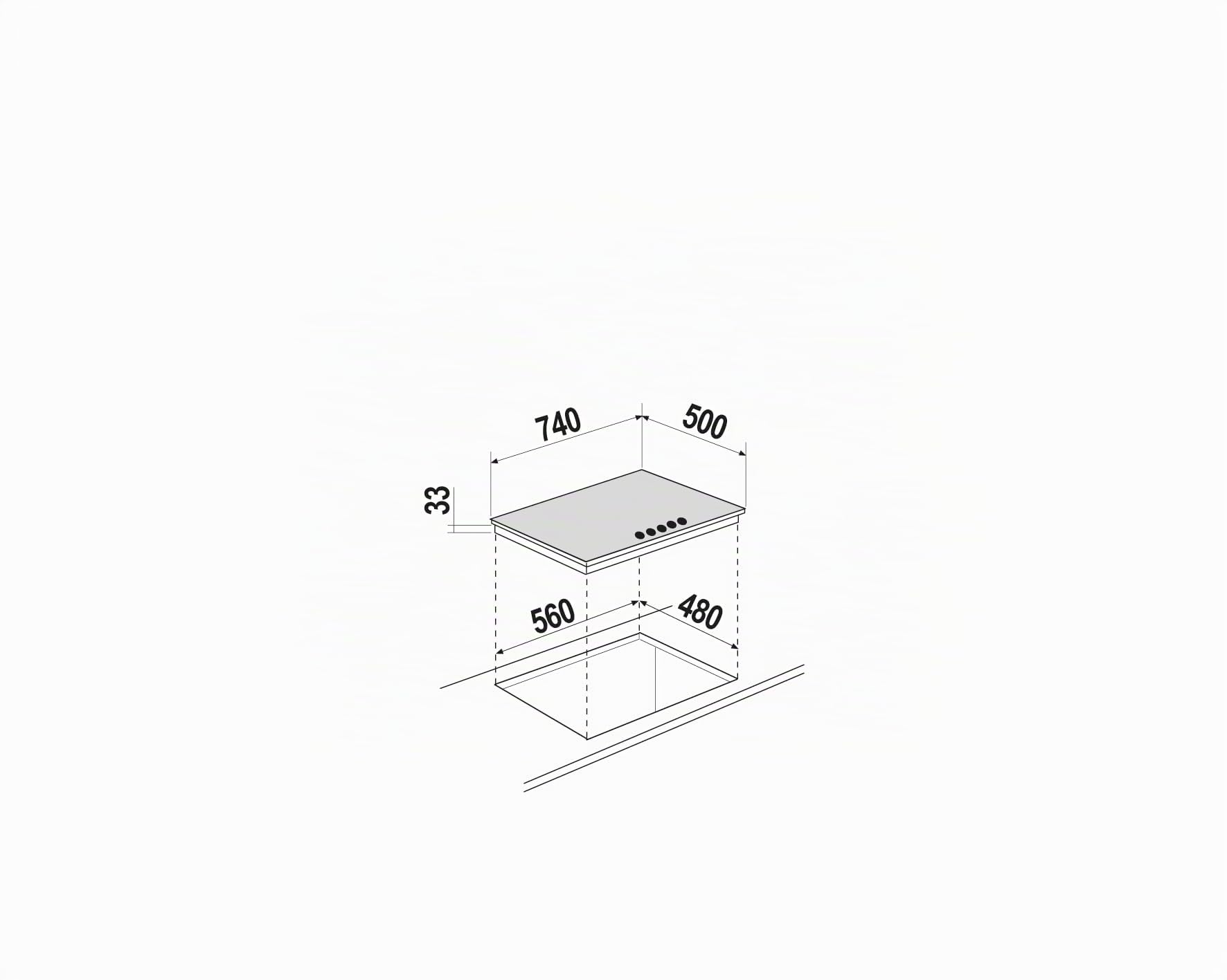 SCHOCK | Table de cuisson 5 feux gaz professionnel PC75 avec poignées noires mates Soft Touch, grilles en fonte, valves de sécurité, gris taupe, 740 x 500 mm