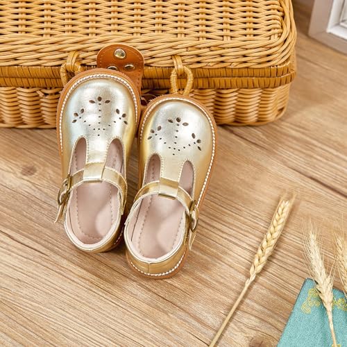 Image of GINFIVE Toddler Girls Dress Shoes Little Kids Flats School Mary Janes Shoes