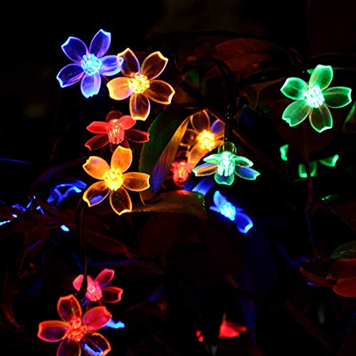 Wonfast Solar Flower Lights,Waterproof 23Ft/7M 50Led Peach Blossom Flower Solar Fairy Decorative String Lights For Outdoor Gardens Homes Wedding Christmas Party Lighting Decorations(Multicolor) #TOP4
