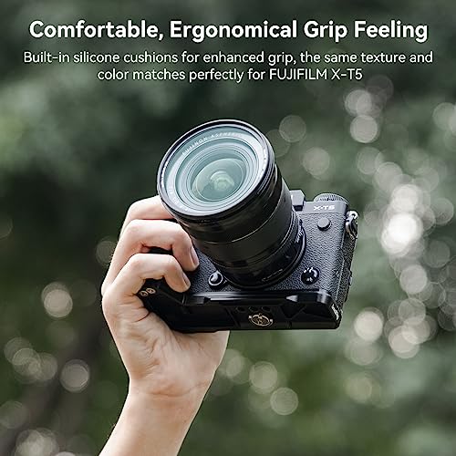 SMALLRIG X-T5 L-Bracket Grip L-förmiger Griff für FUJIFILM X-T5 Kamera, Integrierte Schnellwechselplatte für Arca, 1/4\-20 Löcher, Ergonomischer Silikon-Handgriff, Auslöser (Schwarz) - 4260