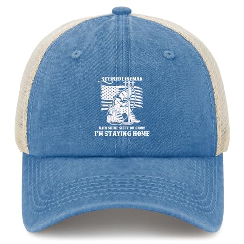 Retired Lineman I'm Staying Home Sun Hats Cycling Cap for Grandma Lake Blue