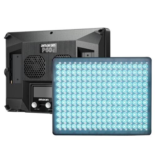 Aputure Amaran P60C - Panel Led de Luz de Vídeo a Todo Color RGBWW, CRI95+ TLCI 96+ 2500-7500K 60W, Soporta Sidus Link App Control, Fuente de Alimentación AC/DC, 10 Efectos de Iluminación