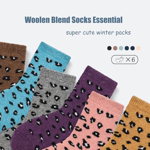 Girls Wool Socks Kids Winter Warm Socks Thicken Thermal Crew Socks for Girls 6 Pairs2