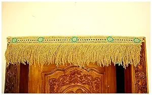 Natural Paddy Door/Pooja Room Toran with Beautiful Flowers Attached,42 Inches Bathada Torana,3.5 Ft Nel Toran
