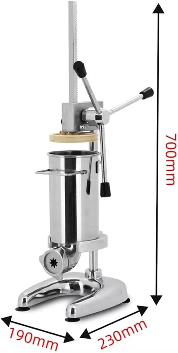 Machine à Churro Espagnole Verticale Commerciale, 2 en 1 Manuelle, Machine de Remplissage de Saucisses Verticale, en Acier Inoxydable, Machine à Saucisses pour Restaurant/HôTel/Maison,2L