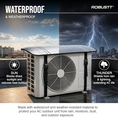 Image of Robustt AC Outdoor Unit Protector Cover (Upto 1.5 Ton) | Waterproof and Heat Resistant | Aluminium Insulation | 100x38 cm | Protection from Sun, Rain, and Dust | Durable Outdoor AC Cover