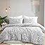 Housse De Couette 220x240 Cm Avec Nœud Papillon - Blanc Rose, Microfibre - Parure Lit 2 Personnes Avec 2 Taies 65x65 Cm